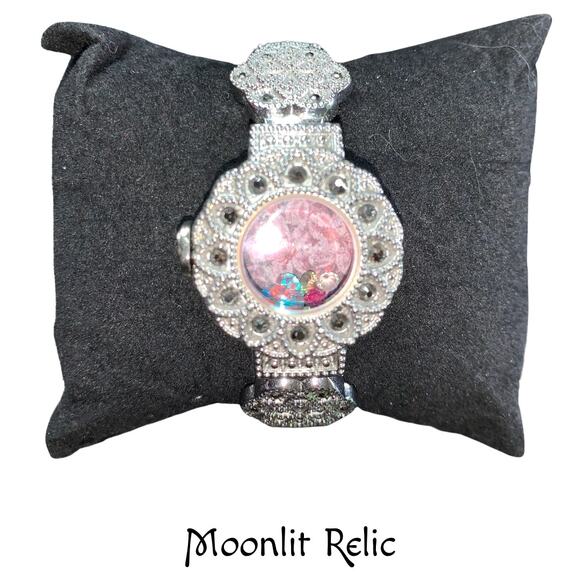 Dark Crystal Watch Bracelet in Silver Filigree-Moonlit Relic - Picture 1 of 7
